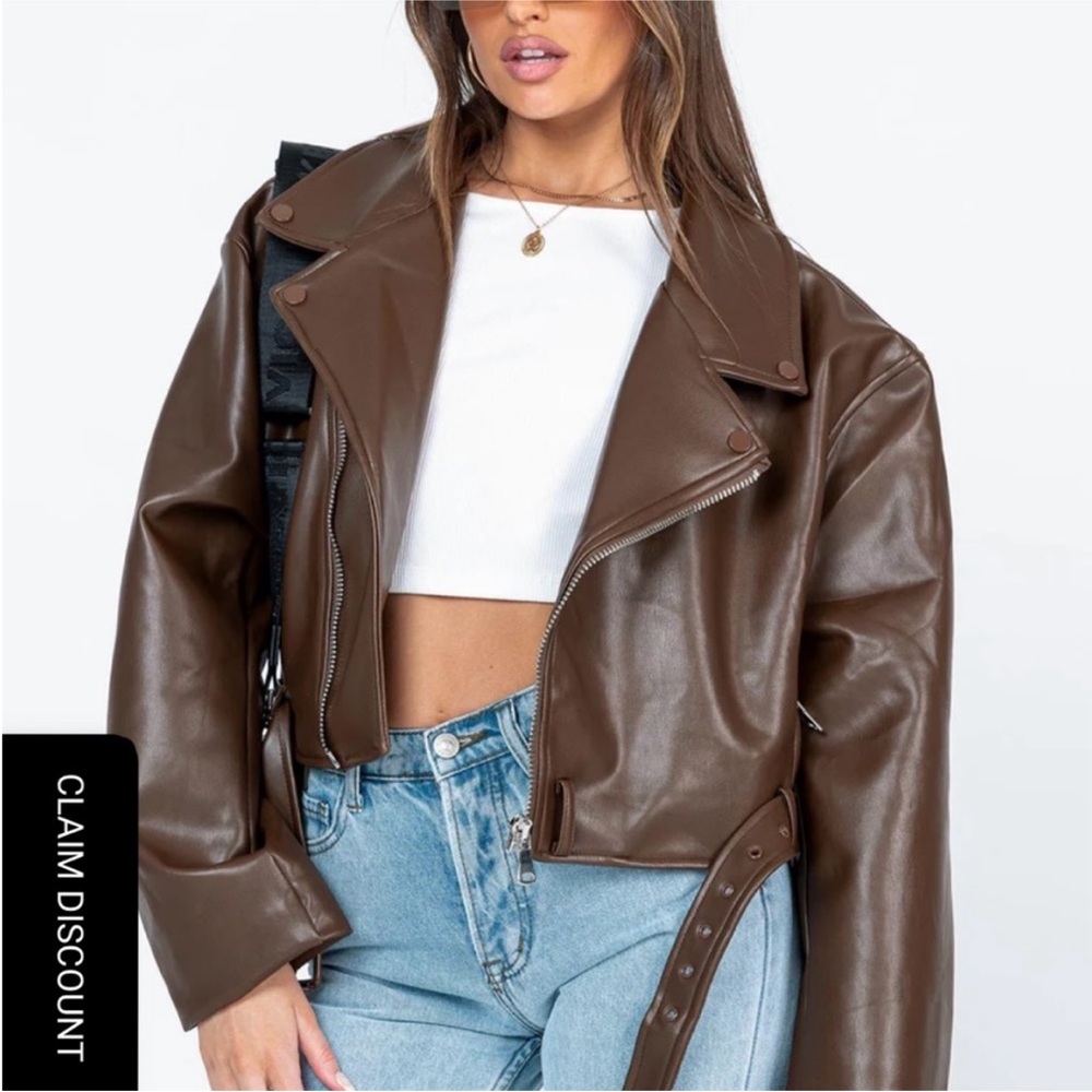 oversized Brown Leather Jacket